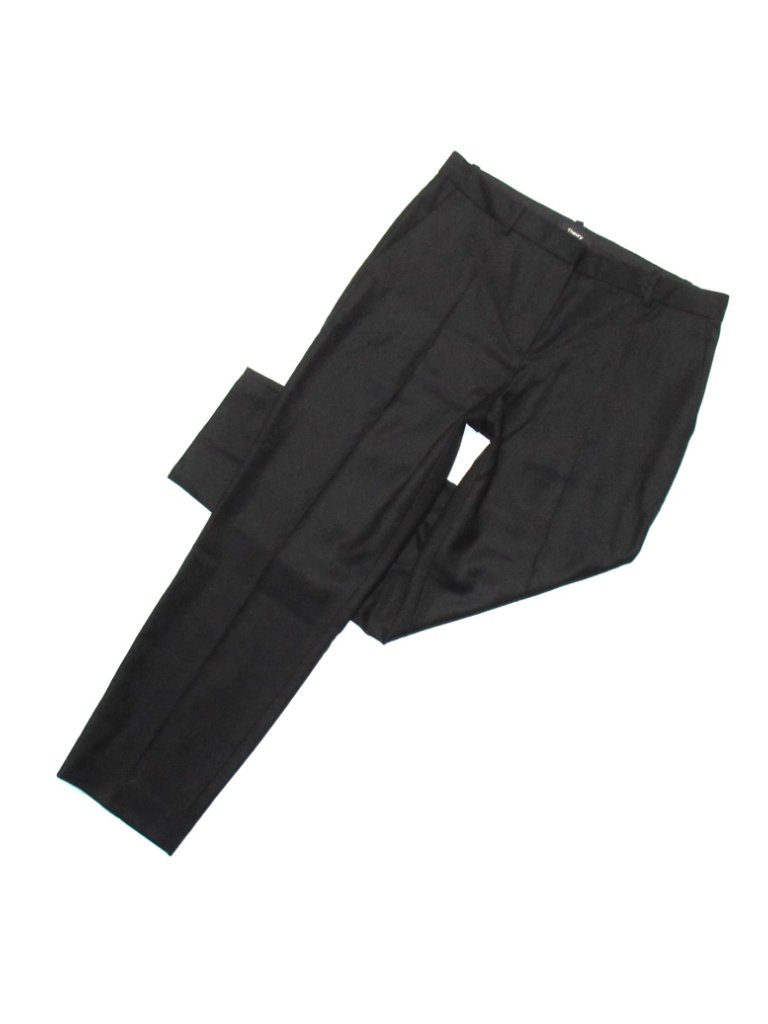 Nwt Theory Treeca In Black Sleek Flannel Wool Tapered Crop Pant 4